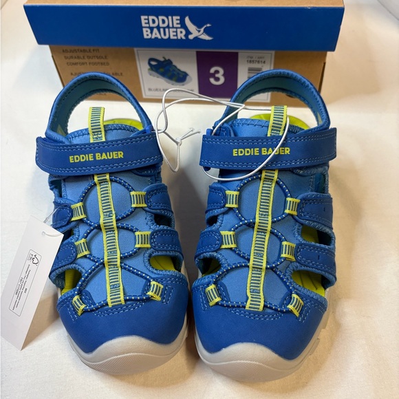Eddie Bauer Kids Blue and Lime Active Sandals Adjustable Fit - Picture 2 of 6